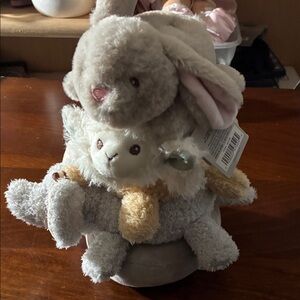 Plush Stacking Animal Toy - Soft Beige Bunny & Lamb Set